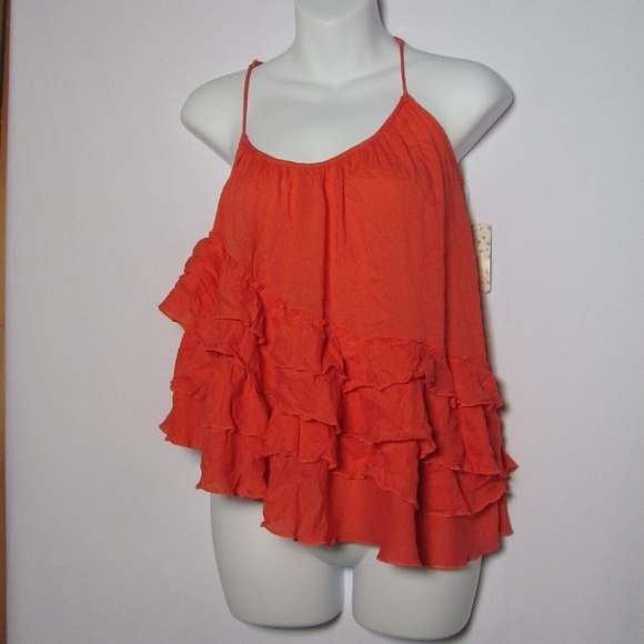 Free People Flutter Ruffle Tank Asymmtr Sz XS New - Picture 1 of 3